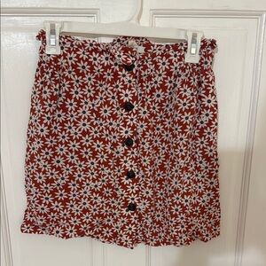 Madewell Floral Button-Up Mini Skirt - Orange-ish and White